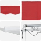 vidaXL Automatska Uvlačiva Tenda s LED Crvena 450x300 cm, Zamjenski materijal za tenda za okvir 4,5x3 m Crvena | shoptok.hr