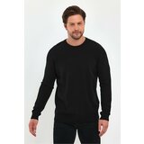 Lafaba Men's Black Crew Neck Basic Knitwear Sweater Cene
