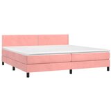  Box spring postelja z vzmetnico roza 200x200 cm žamet, (20894234) | Shoptok.si