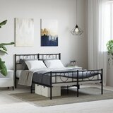 vidaXL Metalni okvir kreveta uzglavlje i podnožje crni 135x190 cm Cijene