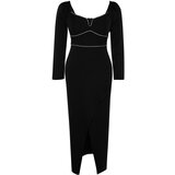 Trendyol Curve Black Stone Detailed Woven Evening Dress Cene