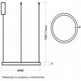 Vesta 518 visilica 80W 3000K bruseno zlato (o 980 mm) | Eponuda.com