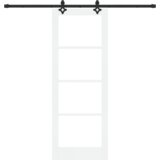 vidaXL Drsna vrata s kompletom strojne opreme bela 78x211 cm trden les bor, Notranja vrata z steklom "ORKDAL" bela 78x211x4 cm | Shoptok.si