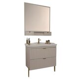 Hanah home Set kupaonskih ormarića s umivaonikom i ogledalom, 2 dijela, bež Slike