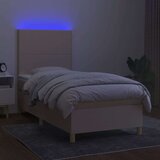  Box spring postelja z vzmetnico LED krem 80x200 cm blago, (20896527) | Shoptok.si
