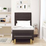  Posteljni okvir z vzmetnico Set 2 Temno rjava Tkanina 90 x 200 cm, (22067133) | Shoptok.si