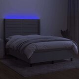  Box spring s madracem LED svjetlosivi 140x190 cm tkanina | shoptok.hr