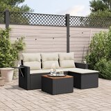 Maison Chic Seti vrtnega pohištva - Vrtna garnitura - Vrtni pohištvo set 5-delna z blazinami črn poli ratan, (21818644) | Shoptok.si