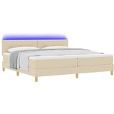  LED Box Spring Krevet s jastukom Krema 200 x 200 cm tkanina | shoptok.hr