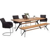 Linea Natura JEDILNA MIZA, masivno divji hrast črna, barve hrasta | Shoptok.si