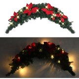  Božićni luk s LED svjetlima zeleni 90 cm PVC | shoptok.hr