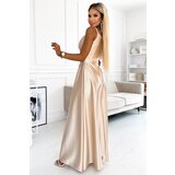 Numoco Elegant satin maxi dress with straps | Shoptok.si
