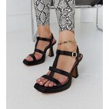 Gemre Black eco-leather block heel sandals Pirjo | Shoptok.si
