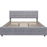 Lumor Oblazinjena postelja 180x200 cm iz žameta – s 4 predali in letvenim dnom – siva, (22150961) | Shoptok.si