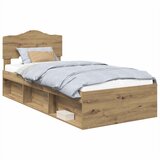 vidaXL Konstrukcija postelje Oreh 100 x 200 cm Masivno borovo les, (5000123227) | Shoptok.si