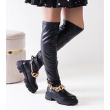 Gemre Black flat boots with a chain Aruen | Shoptok.si
