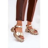 Boto Eco Leather Women's Sandals With Buckle Golden Gofielle | Shoptok.si