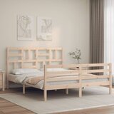 Maison Chic Posteljni okvir - Dvoposteljna postelja - Zakonska postelja z vzglavjem trden les-J16550, (21770282) | Shoptok.si