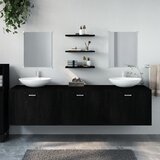 The Living Store Kopalniško pohištvo 6 kosov črne barve inženirski les - Komplet Kopalniškega Pohištva, (21661634) Cene