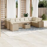Maison Chic Seti vrtnega pohištva - Vrtna garnitura - Vrtni pohištvo set 11-delna z blazinami bež poli ratan, (21815101) | Shoptok.si