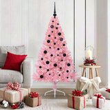vidaXL Umjetno predsvijetljeno božićno drvce Ružičasta 150 cm PVC | shoptok.hr