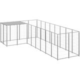 vidaXL pasji boks srebrn 6,05 m² jeklo | Shoptok.si