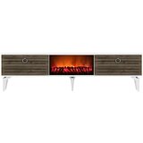 Hanah home Arona Fireplace - White, Walnut WhiteWalnut TV Stand