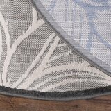Lesnina XXXL PREPROGA ZA ZUNANJO UPORABO Floral 120 cm tkano modra, siva, bela | Shoptok.si