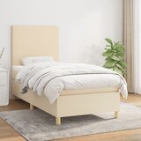  Krevet s oprugama i madracem krem 90 x 200 cm od tkanine | shoptok.hr
