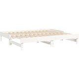  Dnevni ležaj na izvlačenje bijeli 2x(80x200)cm masivna borovina | Eponuda.com