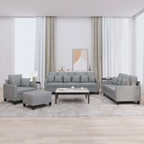  4-dijelni set sofa s jastucima svjetlosivi od tkanine Cijene