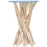  Klubska mizica s stekleno površino 35x35x50 cm trdna tikovina | Shoptok.si