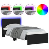  Okvir za krevet s uzglavljem i LED svjetlima crni 75x190 cm | shoptok.hr