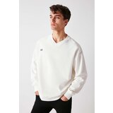 Grimelange Men's Off-Neck V-Neck Text Embroidered Fleece Inner Sweatshirt | Shoptok.si