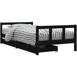 The Living Store Otroški posteljni okvir s predali črn 90x190 cm trdna borovina - Otroški Posteljni Okvir, (21625176) | Shoptok.si