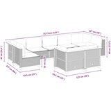  9-dijelni set vrtnih sofa s jastucima crni od poliratana Crna 63.5 x 63.5 x 62 cm | shoptok.hr
