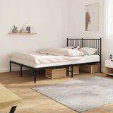 The Living Store Kovinski posteljni okvir z vzglavjem črn 135x190 cm - Posteljni Okvir, (21524773) | Shoptok.si