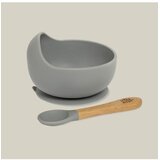 Interbaby Silikonska zdjelica + žlica Grey Petrol | shoptok.hr