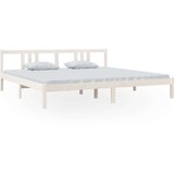  Posteljni okvir bel iz trdnega lesa 200x200 cm, (20645279) | Shoptok.si