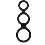Rimba Latex Play Triple Cock Ring Black Cene