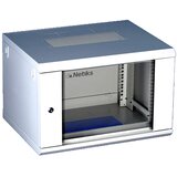  6U/19" rek orman nazidni Netiks W6606, staklena vrata sa bravom, dim. 600x600x370mm (ŠxDxV), prednje i zadnje šine 19", nosivost do 60kg | Eponuda.com