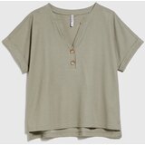 Marisse Olive Blouse With Buttons On The Neckline | Shoptok.si