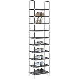 vidaXL Stalak za cipele 10 razina crni 44x28x180 cm netkana tkanina | shoptok.hr