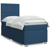 vidaXL Box spring postelja z vzmetnico modra 80x200 cm blago | Shoptok.si