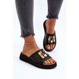 VINCEZA Black Women's Leather Slippers With Ornament Asames | shoptok.hr