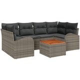vidaXL 7-dijelni vrtni sofa set s jastučićima siva poli ratan acacia, 2-sjedna vrtna sofa s prostorom za pohranu i jastučićima siva poli ratan Cijene