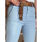DStreet Spodnie damskie casualowe z paskiem MADELINA niebieskie | Shoptok.si