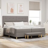 vidaXL Box Spring Krevet s Madracem i Klupom Taupe 200x200 cm Tkanina | shoptok.hr