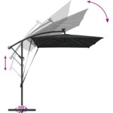 vidaXL Kantaliv dežnik z bananom s ključavnico Črna 294 x 200 x 254 cm | Shoptok.si