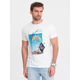 Ombre Men's printed cotton t-shirt California - white | Eponuda.ba
